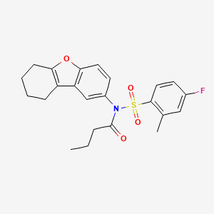 molecular formula C23H24FNO4S B2973772 N-(4-fluoro-2-methylphenyl)sulfonyl-N-(6,7,8,9-tetrahydrodibenzofuran-2-yl)butanamide CAS No. 865614-08-0