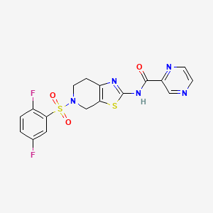 molecular formula C17H13F2N5O3S2 B2973774 N-(5-((2,5-difluorophenyl)sulfonyl)-4,5,6,7-tetrahydrothiazolo[5,4-c]pyridin-2-yl)pyrazine-2-carboxamide CAS No. 1351591-48-4