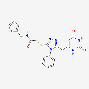 molecular formula C20H18N6O4S B2973777 2-[[5-[(2,4-dioxo-1H-pyrimidin-6-yl)methyl]-4-phenyl-1,2,4-triazol-3-yl]sulfanyl]-N-(furan-2-ylmethyl)acetamide CAS No. 852046-99-2