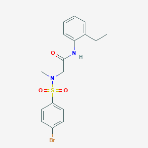 molecular formula C17H19BrN2O3S B297378 2-[[(4-bromophenyl)sulfonyl](methyl)amino]-N-(2-ethylphenyl)acetamide 