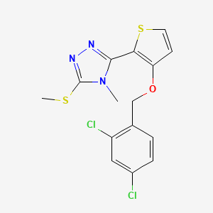 molecular formula C15H13Cl2N3OS2 B2973781 3-[3-[(2,4-二氯苯基)甲氧基]噻吩-2-基]-4-甲基-5-甲基硫代-1,2,4-噻唑 CAS No. 343375-94-0