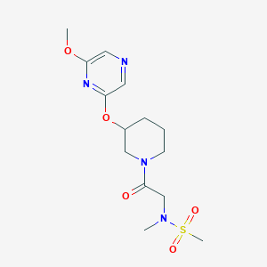 molecular formula C14H22N4O5S B2973792 N-(2-(3-((6-甲氧基吡啶-2-基)氧基)哌啶-1-基)-2-氧代乙基)-N-甲基甲磺酰胺 CAS No. 2034501-60-3