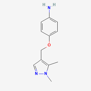 molecular formula C12H15N3O B2973795 4-((1,5-Dimethyl-1H-pyrazol-4-yl)methoxy)aniline CAS No. 1006958-85-5
