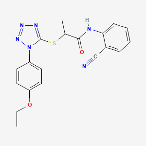 molecular formula C19H18N6O2S B2973796 N-(2-cyanophenyl)-2-{[1-(4-ethoxyphenyl)-1H-tetrazol-5-yl]sulfanyl}propanamide CAS No. 887348-90-5