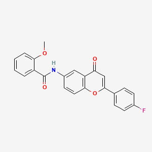 molecular formula C23H16FNO4 B2973800 N-(2-(4-fluorophenyl)-4-oxo-4H-chromen-6-yl)-2-methoxybenzamide CAS No. 923132-82-5