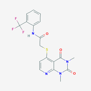 molecular formula C18H15F3N4O3S B2973803 2-((1,3-dimethyl-2,4-dioxo-1,2,3,4-tetrahydropyrido[2,3-d]pyrimidin-5-yl)thio)-N-(2-(trifluoromethyl)phenyl)acetamide CAS No. 900005-54-1