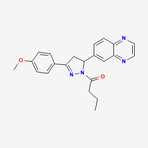 molecular formula C22H22N4O2 B2973804 1-(3-(4-methoxyphenyl)-5-(quinoxalin-6-yl)-4,5-dihydro-1H-pyrazol-1-yl)butan-1-one CAS No. 941913-24-2
