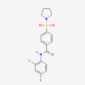 molecular formula C17H16F2N2O3S B2973806 N-(2,4-二氟苯基)-4-吡咯烷-1-基磺酰基苯甲酰胺 CAS No. 313528-79-9