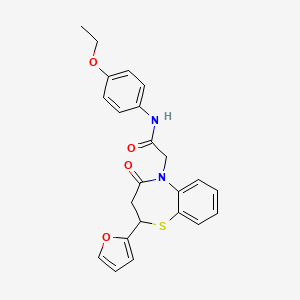 molecular formula C23H22N2O4S B2973814 N-(4-ethoxyphenyl)-2-(2-(furan-2-yl)-4-oxo-3,4-dihydrobenzo[b][1,4]thiazepin-5(2H)-yl)acetamide CAS No. 863004-99-3