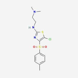 molecular formula C14H18ClN3O2S2 B2973817 N'-{5-chloro-4-[(4-methylphenyl)sulfonyl]-1,3-thiazol-2-yl}-N,N-dimethyl-1,2-ethanediamine CAS No. 438021-16-0