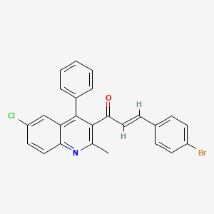 molecular formula C25H17BrClNO B2973818 (E)-3-(4-bromophenyl)-1-(6-chloro-2-methyl-4-phenylquinolin-3-yl)prop-2-en-1-one CAS No. 392321-61-8
