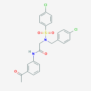 molecular formula C23H20Cl2N2O4S B297382 N-(3-acetylphenyl)-2-{(4-chlorobenzyl)[(4-chlorophenyl)sulfonyl]amino}acetamide 