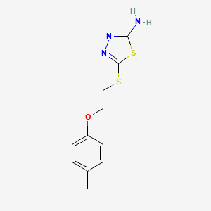 molecular formula C11H13N3OS2 B2973826 5-{[2-(4-Methylphenoxy)ethyl]thio}-1,3,4-thiadiazol-2-amine CAS No. 420825-84-9