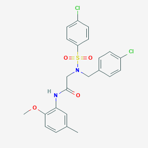 molecular formula C23H22Cl2N2O4S B297384 2-{(4-chlorobenzyl)[(4-chlorophenyl)sulfonyl]amino}-N-(2-methoxy-5-methylphenyl)acetamide 