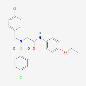 molecular formula C23H22Cl2N2O4S B297385 2-{(4-chlorobenzyl)[(4-chlorophenyl)sulfonyl]amino}-N-(4-ethoxyphenyl)acetamide 