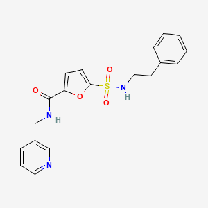 molecular formula C19H19N3O4S B2973850 5-(N-phenethylsulfamoyl)-N-(pyridin-3-ylmethyl)furan-2-carboxamide CAS No. 1170380-41-2