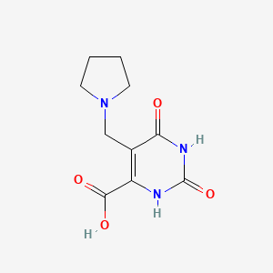 molecular formula C10H13N3O4 B2973851 2,6-Dioxo-5-(pyrrolidin-1-ylmethyl)-1,2,3,6-tetrahydropyrimidine-4-carboxylic acid CAS No. 4232-50-2