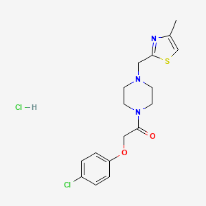 molecular formula C17H21Cl2N3O2S B2973855 2-(4-Chlorophenoxy)-1-(4-((4-methylthiazol-2-yl)methyl)piperazin-1-yl)ethanone hydrochloride CAS No. 1216858-51-3