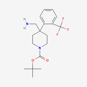 molecular formula C18H25F3N2O2 B2973858 tert-Butyl 4-(aminomethyl)-4-[2-(trifluoromethyl)phenyl]piperidine-1-carboxylate CAS No. 1779125-76-6