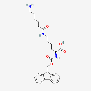 molecular formula C27H35N3O5 B2973864 (2S)-6-(6-Aminohexanoylamino)-2-(9H-fluoren-9-ylmethoxycarbonylamino)hexanoic acid CAS No. 2057432-43-4