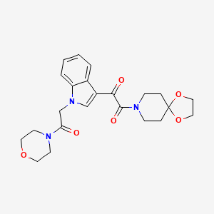 molecular formula C23H27N3O6 B2973866 1-(1,4-二氧杂-8-氮杂螺[4.5]癸环-8-基)-2-[1-(2-吗啉-4-基-2-氧代乙基)吲哚-3-基]乙烷-1,2-二酮 CAS No. 872855-23-7
