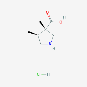 molecular formula C7H14ClNO2 B2973868 (3S,4S)-3,4-Dimethylpyrrolidine-3-carboxylic acid;hydrochloride CAS No. 2187426-41-9