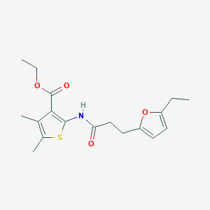 molecular formula C18H23NO4S B2973869 Ethyl 2-(3-(5-ethylfuran-2-yl)propanamido)-4,5-dimethylthiophene-3-carboxylate CAS No. 708289-28-5