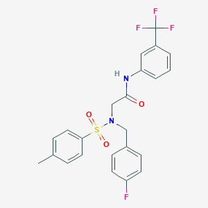 molecular formula C23H20F4N2O3S B297387 2-{(4-fluorobenzyl)[(4-methylphenyl)sulfonyl]amino}-N-[3-(trifluoromethyl)phenyl]acetamide 