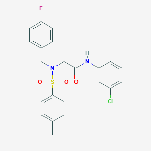 molecular formula C22H20ClFN2O3S B297388 N-(3-chlorophenyl)-N~2~-(4-fluorobenzyl)-N~2~-[(4-methylphenyl)sulfonyl]glycinamide 