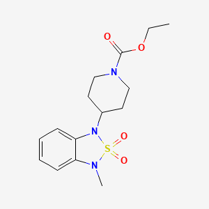 molecular formula C15H21N3O4S B2973880 ethyl 4-(3-methyl-2,2-dioxidobenzo[c][1,2,5]thiadiazol-1(3H)-yl)piperidine-1-carboxylate CAS No. 2034415-28-4