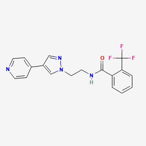 molecular formula C18H15F3N4O B2973882 N-{2-[4-(pyridin-4-yl)-1H-pyrazol-1-yl]ethyl}-2-(trifluoromethyl)benzamide CAS No. 2034353-75-6