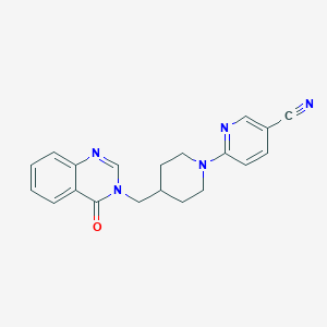 molecular formula C20H19N5O B2973895 6-[4-[(4-Oxoquinazolin-3-yl)methyl]piperidin-1-yl]pyridine-3-carbonitrile CAS No. 2380173-44-2