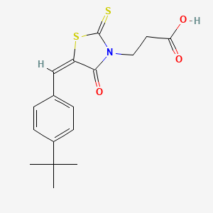 molecular formula C17H19NO3S2 B2973897 (E)-3-(5-(4-(tert-butyl)benzylidene)-4-oxo-2-thioxothiazolidin-3-yl)propanoic acid CAS No. 379246-54-5