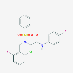 molecular formula C22H19ClF2N2O3S B297390 2-{(2-chloro-6-fluorobenzyl)[(4-methylphenyl)sulfonyl]amino}-N-(4-fluorophenyl)acetamide 