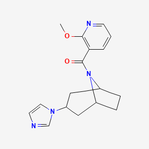 molecular formula C17H20N4O2 B2973901 ((1R,5S)-3-(1H-imidazol-1-yl)-8-azabicyclo[3.2.1]octan-8-yl)(2-methoxypyridin-3-yl)methanone CAS No. 2309214-44-4