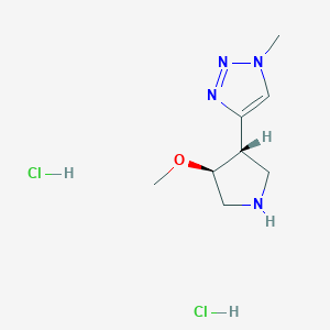 molecular formula C8H16Cl2N4O B2973902 反式-rac-4-[(3R,4R)-4-甲氧基吡咯烷-3-基]-1-甲基-1H-1,2,3-三唑二盐酸盐 CAS No. 2044706-32-1