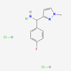molecular formula C11H14Cl2FN3 B2973914 (4-Fluorophenyl)(1-methyl-1H-pyrazol-3-yl)methanamine dihydrochloride CAS No. 2230798-81-7