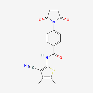 molecular formula C18H15N3O3S B2973919 N-(3-cyano-4,5-dimethylthiophen-2-yl)-4-(2,5-dioxopyrrolidin-1-yl)benzamide CAS No. 896302-31-1