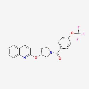 molecular formula C21H17F3N2O3 B2973926 (3-(喹啉-2-yloxy)吡咯烷-1-yl)(4-(三氟甲氧基)苯基)甲苯酮 CAS No. 2034300-42-8