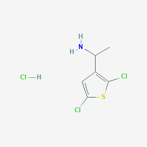 molecular formula C6H8Cl3NS B2973931 1-(2,5-二氯噻吩-3-基)乙胺；盐酸盐 CAS No. 2460755-27-3