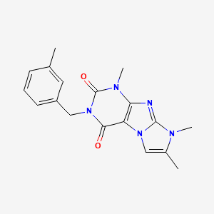 molecular formula C18H19N5O2 B2973932 1,7,8-trimethyl-3-(3-methylbenzyl)-1H-imidazo[2,1-f]purine-2,4(3H,8H)-dione CAS No. 887461-41-8