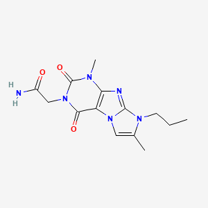 molecular formula C14H18N6O3 B2973940 2-(4,7-Dimethyl-1,3-dioxo-6-propylpurino[7,8-a]imidazol-2-yl)acetamide CAS No. 876671-25-9