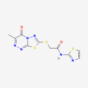 molecular formula C10H8N6O2S3 B2973943 2-((3-methyl-4-oxo-4H-[1,3,4]thiadiazolo[2,3-c][1,2,4]triazin-7-yl)thio)-N-(thiazol-2-yl)acetamide CAS No. 869074-57-7