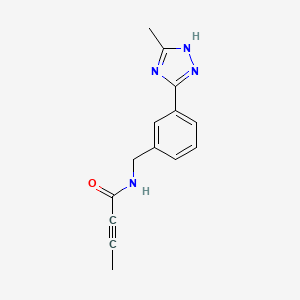 molecular formula C14H14N4O B2973946 N-[[3-(5-Methyl-1H-1,2,4-triazol-3-yl)phenyl]methyl]but-2-ynamide CAS No. 2411277-40-0