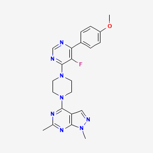 4-[4-[5-Fluoro-6-(4-methoxyphenyl)pyrimidin-4-yl]piperazin-1-yl]-1,6-dimethylpyrazolo[3,4-d]pyrimidine