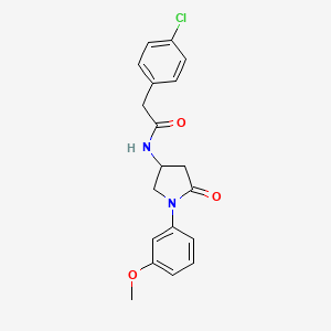 molecular formula C19H19ClN2O3 B2973950 2-(4-chlorophenyl)-N-(1-(3-methoxyphenyl)-5-oxopyrrolidin-3-yl)acetamide CAS No. 896273-40-8