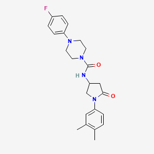 molecular formula C23H27FN4O2 B2973955 N-[1-(3,4-dimethylphenyl)-5-oxopyrrolidin-3-yl]-4-(4-fluorophenyl)piperazine-1-carboxamide CAS No. 891091-89-7