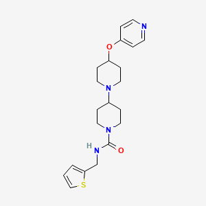 molecular formula C21H28N4O2S B2973956 4-(pyridin-4-yloxy)-N-(thiophen-2-ylmethyl)-[1,4'-bipiperidine]-1'-carboxamide CAS No. 1706274-49-8