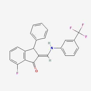 (2E)-7-fluoro-3-phenyl-2-({[3-(trifluoromethyl)phenyl]amino}methylidene)-2,3-dihydro-1H-inden-1-one