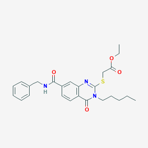 Ethyl 2-((7-(benzylcarbamoyl)-4-oxo-3-pentyl-3,4-dihydroquinazolin-2-yl)thio)acetate